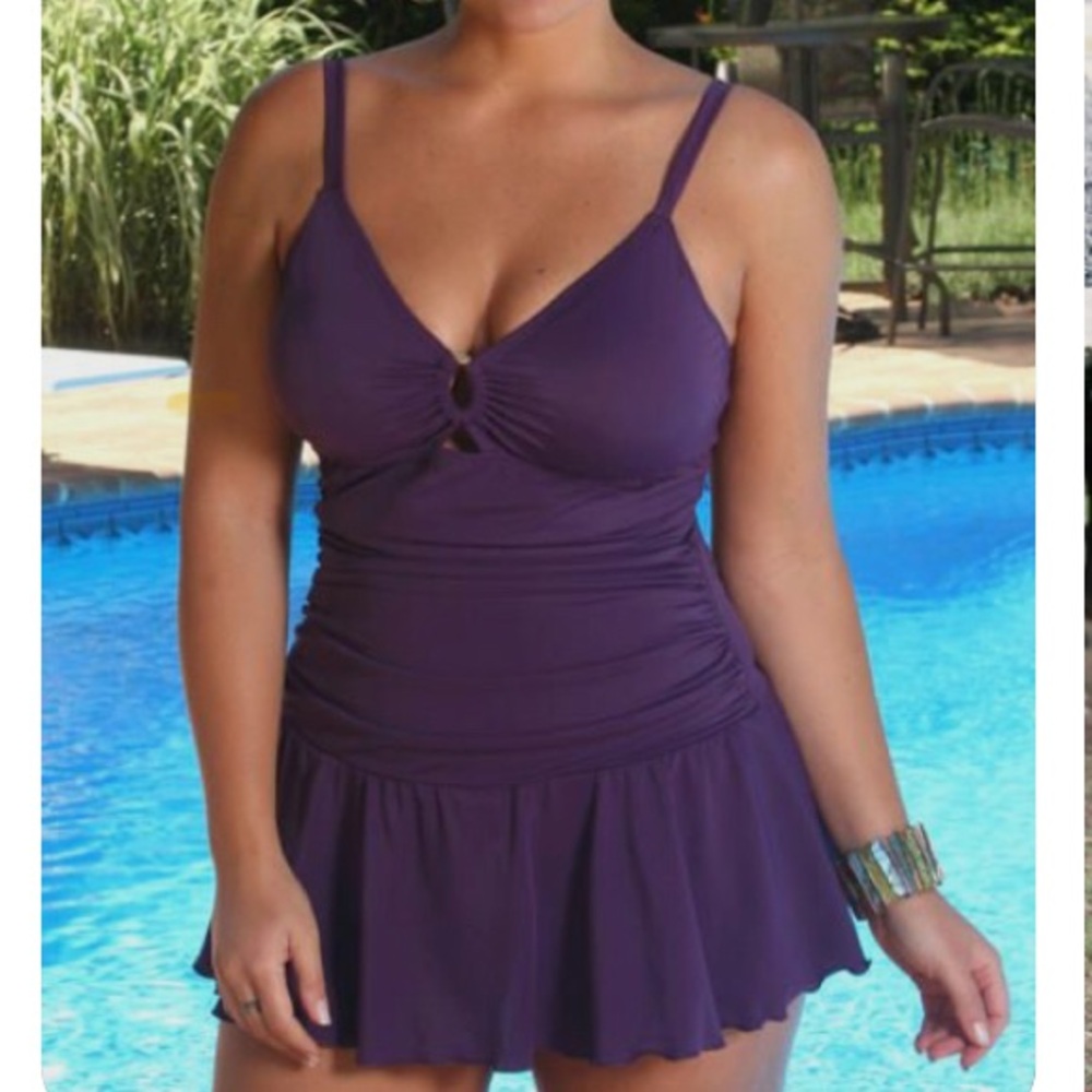 Always For Me Purple swimsuit swimdress one piece 22w